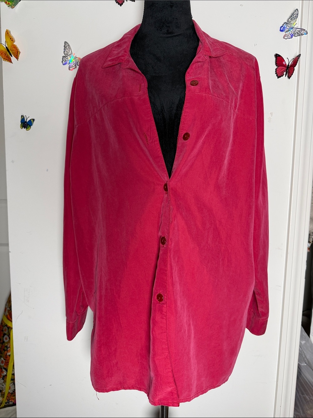 Anna Relaxed Button-Up Jacket in Berry Pink